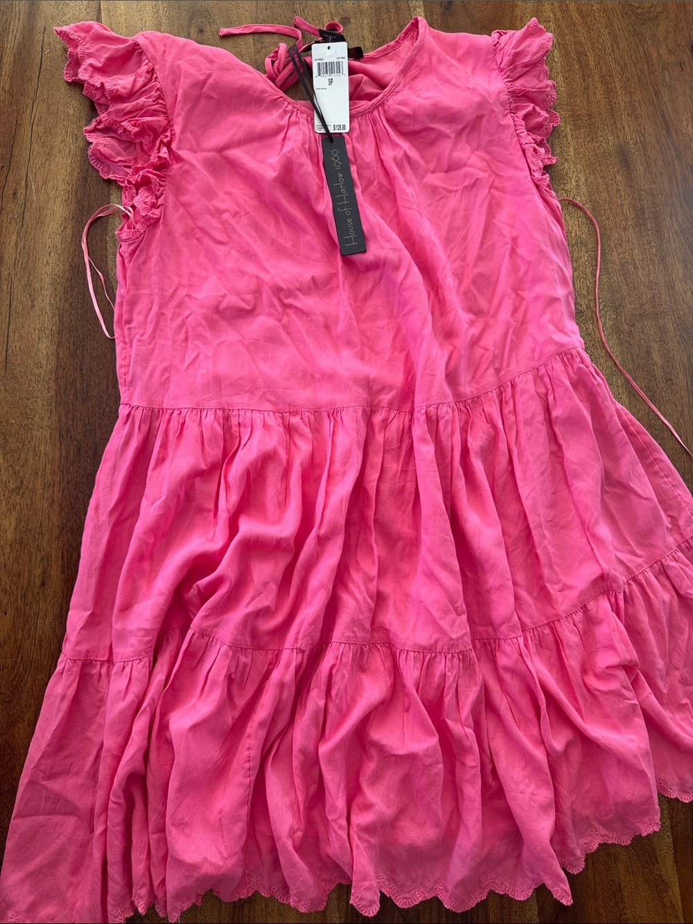 NWT House of Harlow 1960 Hot Pink Tiered Babydoll Mini Dress, size small